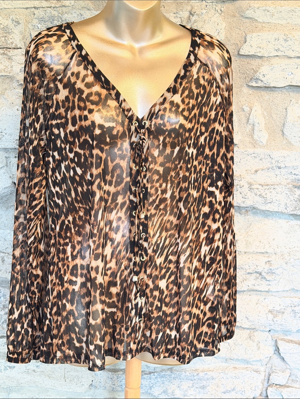 Leopard Print  Lace Up Front top